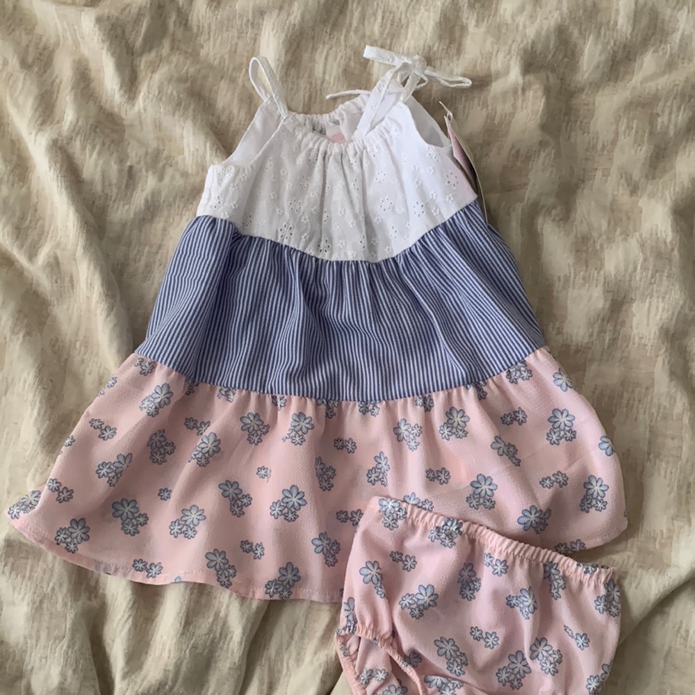 Bonnie Baby 2 Piece Dress 18 months Girl Toddler Floral Stripe BNWT MACYS
